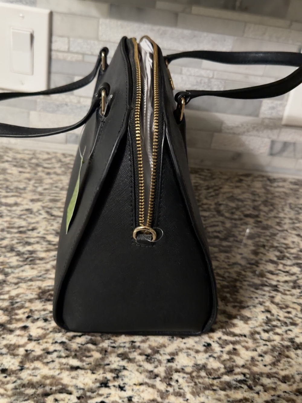 kate spade Black Saffiano Dome Satchel with Gold Hardware - Picture 4 of 7